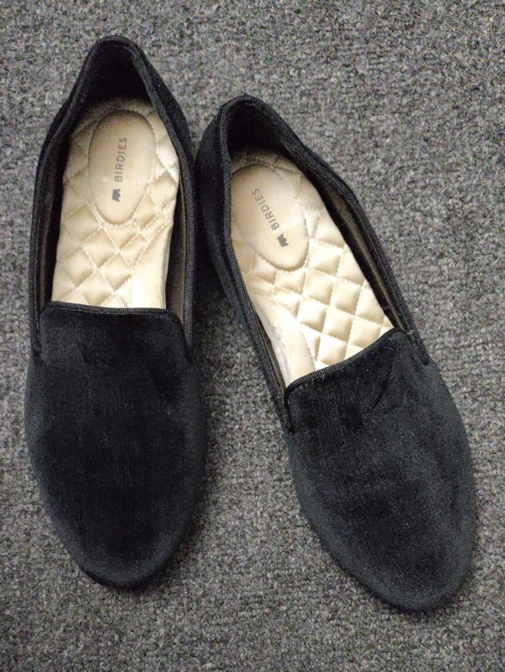 Birdies Black Velvet Women's Slip-On Loafers